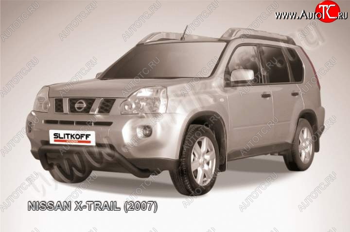 22 999 р. Кенгурятник d76 низкий мини  Nissan X-trail  2 T31 (2007-2011) дорестайлинг (Цвет: серебристый)  с доставкой в г. Таганрог