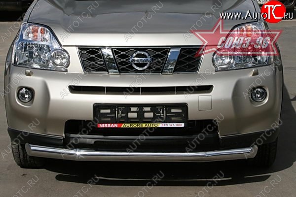 1 052 р. Защита переднего бампера одинарная Souz-96 (d76) Nissan X-trail 2 T31 дорестайлинг (2007-2011)  с доставкой в г. Таганрог