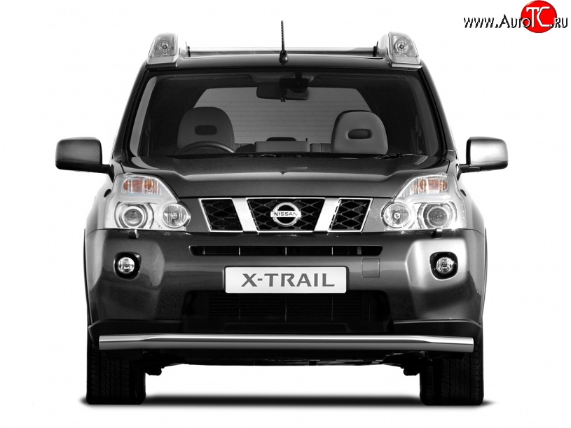 6 399 р. Одинарная защита переднего бампера диаметром 63 мм Petroil Tuning Nissan X-trail 2 T31 дорестайлинг (2007-2011)  с доставкой в г. Таганрог