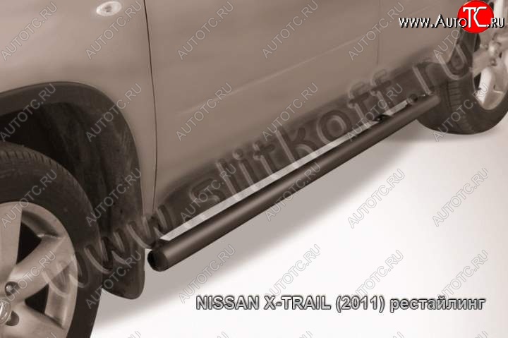 10 949 р. Защита порогов Slitkoff  Nissan X-trail  2 T31 (2007-2011) дорестайлинг (Цвет: серебристый)  с доставкой в г. Таганрог