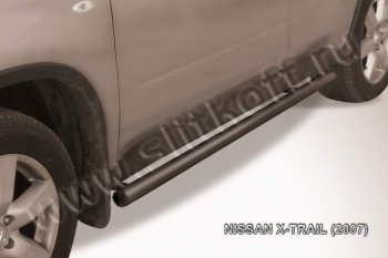 9 899 р. Защита порогов Slitkoff  Nissan X-trail  2 T31 (2007-2011) дорестайлинг (Цвет: серебристый)  с доставкой в г. Таганрог. Увеличить фотографию 1