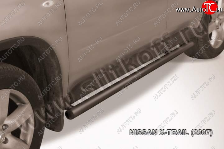 10 949 р. Защита порогов Slitkoff Nissan X-trail 2 T31 дорестайлинг (2007-2011) (Цвет: серебристый)  с доставкой в г. Таганрог