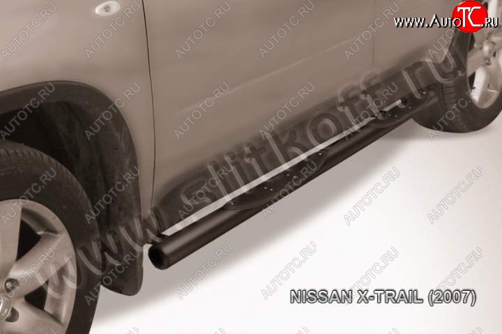 13 749 р. Защита порогов Slitkoff  Nissan X-trail  2 T31 (2007-2011) дорестайлинг (Цвет: серебристый)  с доставкой в г. Таганрог