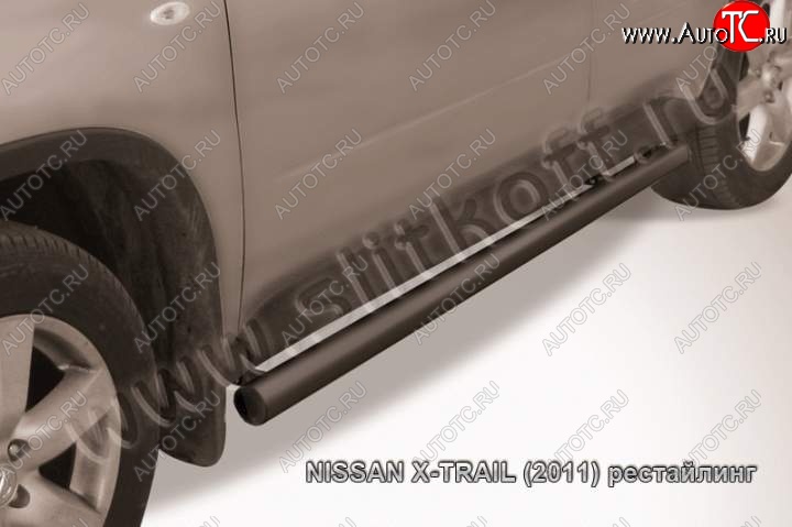 11 749 р. Защита порогов Slitkoff Nissan X-trail 2 T31 дорестайлинг (2007-2011) (Цвет: серебристый)  с доставкой в г. Таганрог