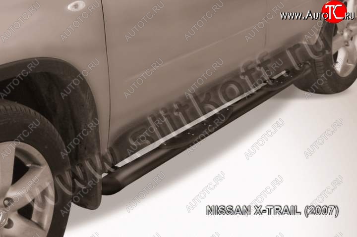 11 999 р. Пороги d76 с проступями со скосами  Nissan X-trail  2 T31 (2007-2011) дорестайлинг (Цвет: серебристый)  с доставкой в г. Таганрог