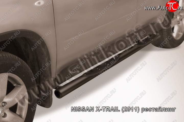 13 749 р. Защита порогов Slitkoff Nissan X-trail 2 T31 дорестайлинг (2007-2011) (Цвет: серебристый)  с доставкой в г. Таганрог