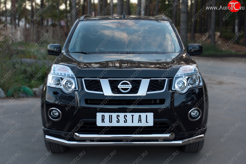 17 649 р. Защита переднего бампера (2 трубыØ63 мм, нержавейка) SLITKOFF  Nissan X-trail  2 T31 (2010-2015) рестайлинг  с доставкой в г. Таганрог