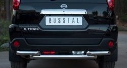 16 599 р. Защита заднего бампера (2 трубы Ø63, нержавейка) SLITKOFF  Nissan X-trail  2 T31 (2010-2015) рестайлинг  с доставкой в г. Таганрог. Увеличить фотографию 1