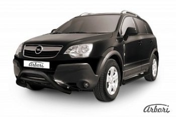 15 659 р. Защита переднего бампера Arbori (низкая - mini, черная, 1 труба d76 mm). Opel Antara (2006-2010)  с доставкой в г. Таганрог