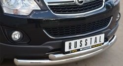 22 649 р. Защита переднего бампера (2 трубыØ76 и 63 мм, нержавейка) SLITKOFF  Opel Antara (2010-2015) рестайлинг  с доставкой в г. Таганрог. Увеличить фотографию 2