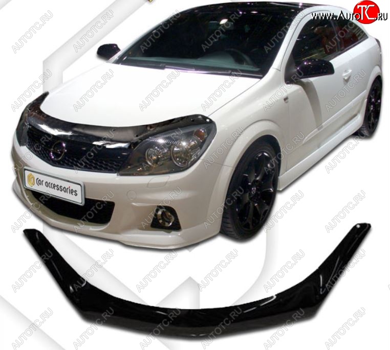 2 159 р. Дефлектор капота CA-Plastiс  Opel Astra  H (2004-2015) хэтчбек 5дв дорестайлинг, хэтчбек 5дв рестайлинг (Classic черный, Без надписи)  с доставкой в г. Таганрог