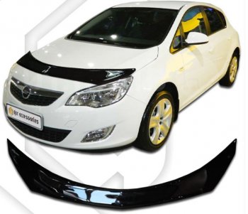 2 399 р. Дефлектор капота CA-Plastiс  Opel Astra  J (2012-2017) хэтчбек 5 дв.  рестайлинг (Classic черный, Без надписи)  с доставкой в г. Таганрог. Увеличить фотографию 1