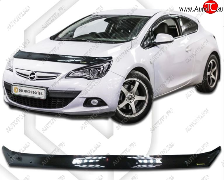 1 999 р. Дефлектор капота CA-Plastiс  Opel Astra  J GTC (2011-2018) (Classic черный, Без надписи)  с доставкой в г. Таганрог