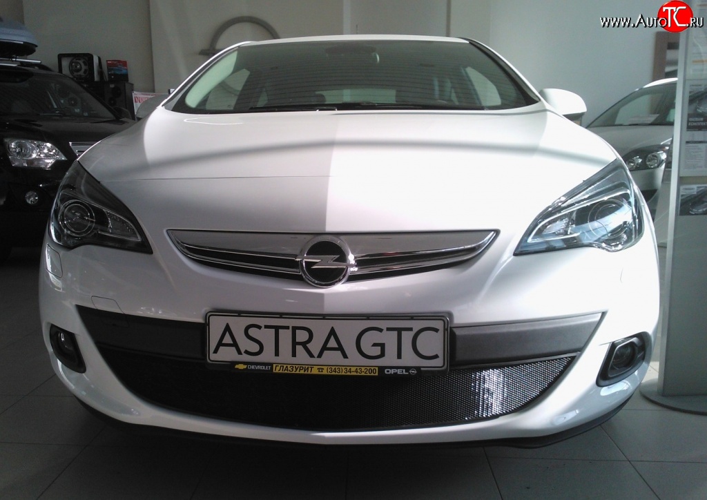 1 469 р. Сетка на бампер GTC Russtal (черная) Opel Astra J хэтчбек 5 дв. дорестайлинг (2009-2012)  с доставкой в г. Таганрог