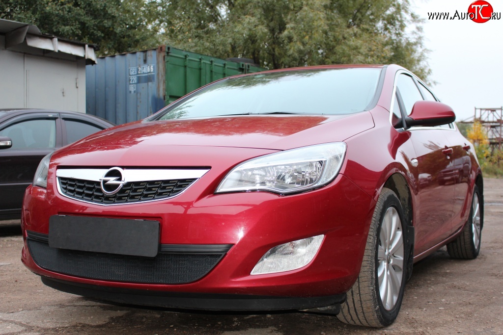 1 469 р. Сетка на бампер Russtal (черная) Opel Astra J хэтчбек 5 дв. дорестайлинг (2009-2012)  с доставкой в г. Таганрог