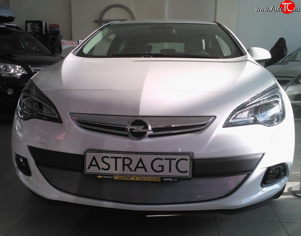 1 539 р. Сетка на бампер GTC Russtal (хром)  Opel Astra  J (2009-2012) хэтчбек 5 дв. дорестайлинг  с доставкой в г. Таганрог