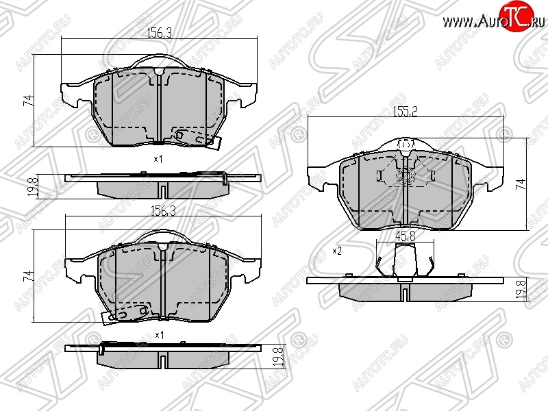 1 039 р. Колодки тормозные SAT (передние) Opel Astra H GTC хэтчбек 3 дв. дорестайлинг (2004-2006)  с доставкой в г. Таганрог