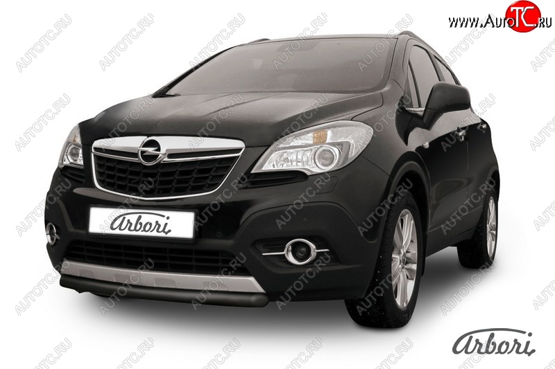 5 849 р. Защита переднего бампера Arbori (короткая, черная, 1 труба d57 mm). Opel Mokka  дорестайлинг (2012-2016)  с доставкой в г. Таганрог