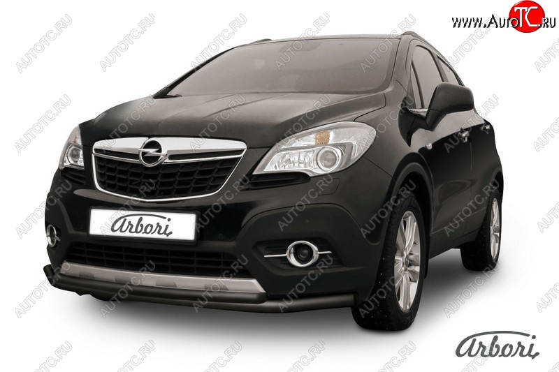 7 559 р. Защита переднего бампера Arbori (черная, 2 трубы d57 и 42 mm) Opel Mokka  дорестайлинг (2012-2016)  с доставкой в г. Таганрог