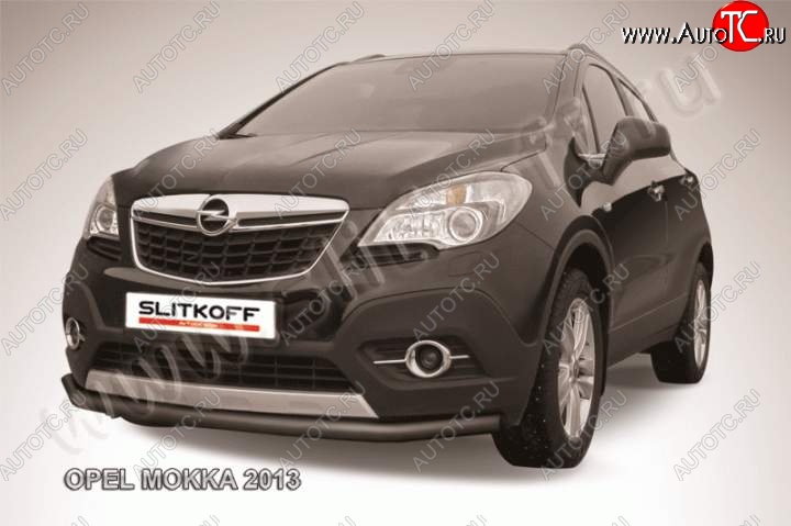 9 549 р. защита переднего бампера Slitkoff Opel Mokka  дорестайлинг (2012-2016) (Цвет: серебристый)  с доставкой в г. Таганрог