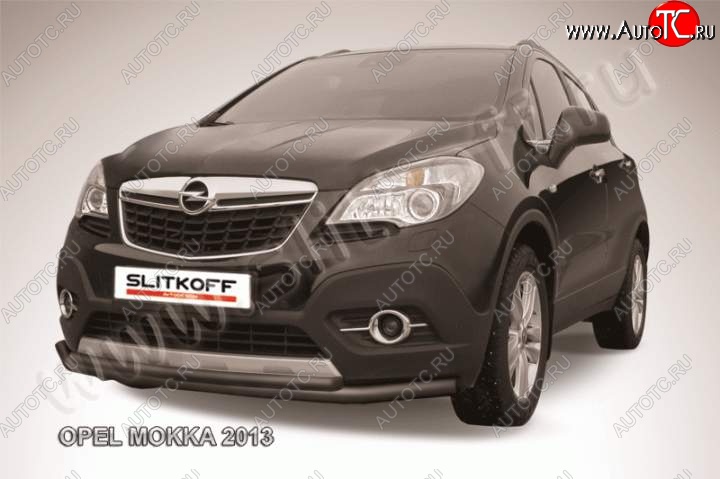 11 249 р. Защита переднего бампер Slitkoff Opel Mokka  дорестайлинг (2012-2016) (Цвет: серебристый)  с доставкой в г. Таганрог