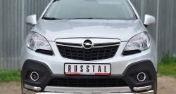 18 999 р. Защита переднего бампера (2 трубыØ63 и 42 мм, нержавейка) SLITKOFF Opel Mokka  дорестайлинг (2012-2016)  с доставкой в г. Таганрог. Увеличить фотографию 1