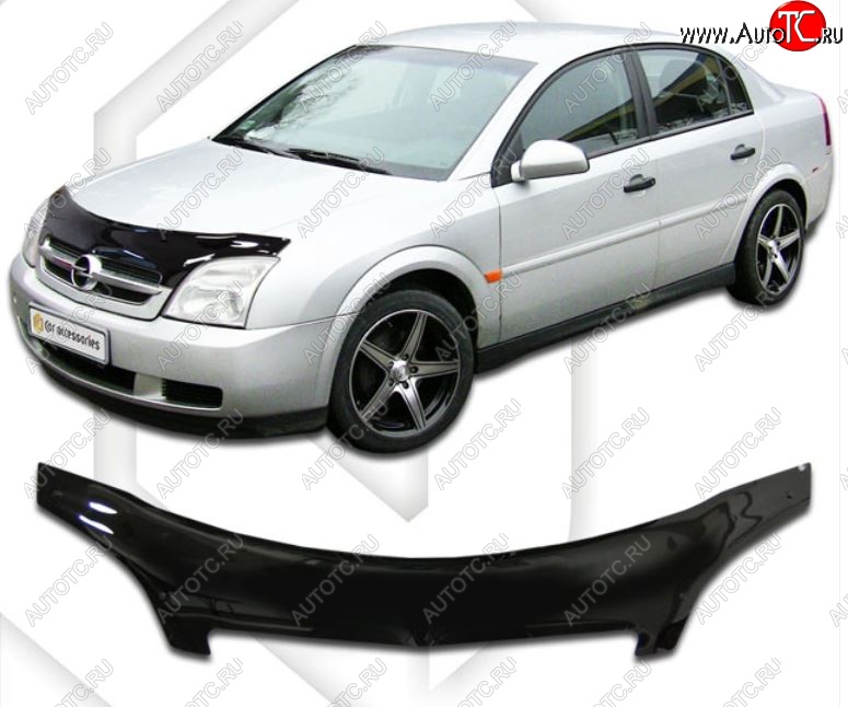 2 399 р. Дефлектор капота CA-Plastiс exclusive  Opel Vectra  C (2002-2006) лифтбэк дорестайлинг, седан дорестайлинг, универсал дорестайлинг (Classic черный, Без надписи)  с доставкой в г. Таганрог