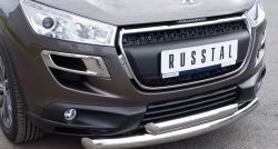 22 649 р. Защита переднего бампера (2 трубыØ76 и 63 мм, нержавейка) SLITKOFF  Peugeot 4008 (2012-2017)  с доставкой в г. Таганрог. Увеличить фотографию 2