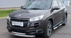 22 649 р. Защита переднего бампера (2 трубыØ76 и 63 мм, нержавейка) SLITKOFF  Peugeot 4008 (2012-2017)  с доставкой в г. Таганрог. Увеличить фотографию 4