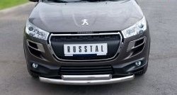 Защита переднего бампера (2 трубыØ76 и 63 мм, нержавейка) SLITKOFF Peugeot (Пежо) 4008 (2012-2017)