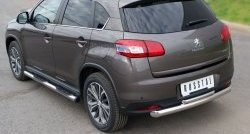 14 399 р. Защита заднего бампера (Ø76 и 42 мм, нержавейка) SLITKOFF Peugeot 4008 (2012-2017) (с короткой верхней трубой)  с доставкой в г. Таганрог. Увеличить фотографию 4