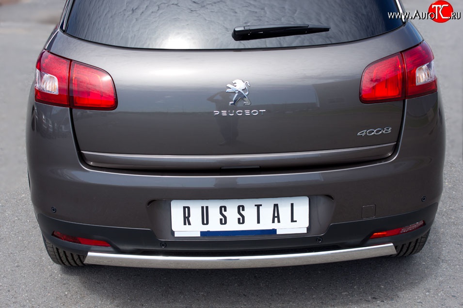 14 999 р. Защита заднего бампера (Ø75x42 мм, нержавейка) Russtal Peugeot 4008 (2012-2017)  с доставкой в г. Таганрог