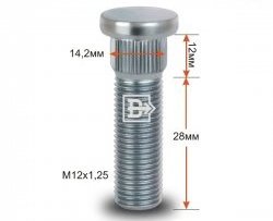 Забивная шпилька 28 мм ступицы Вектор M12x1.25x28 ВИС 23461 бортовой грузовик рестайлинг (2021-2025) 