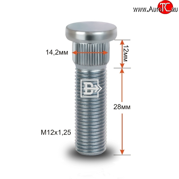 188 р. Забивная шпилька 28 мм ступицы Вектор M12x1.25x28 Brilliance M1 (2005-2011)