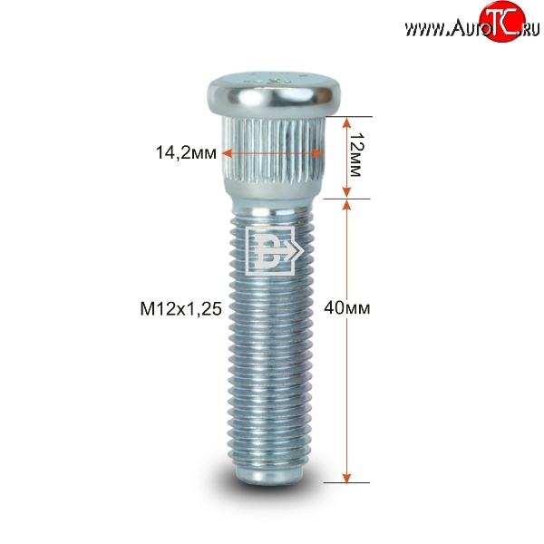 179 р. Забивная шпилька 40 мм ступицы Вектор M12 1.25 40 Brilliance M1 (2005-2011)