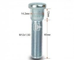 Забивная шпилька 40 мм ступицы Вектор M12x1.5x40 ЗАЗ Lanos седан (2008-2016) 