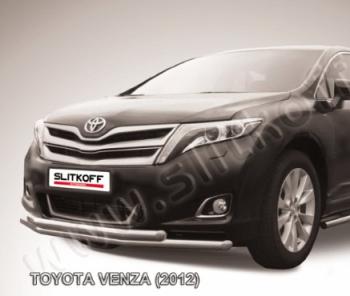 15 799 р. Двойная защита переднего бампера d57 мм Slitkoff Toyota Venza GV10 рестайлинг (2012-2016) (нержавейка полированная)  с доставкой в г. Таганрог. Увеличить фотографию 1