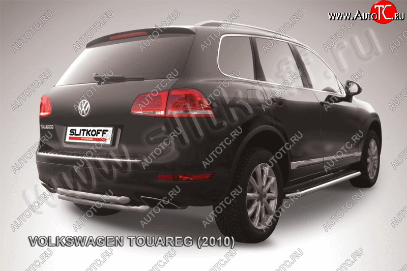 6 899 р. Защита задняя Slitkoff  Volkswagen Touareg  NF (2010-2014) дорестайлинг (Цвет: серебристый)  с доставкой в г. Таганрог