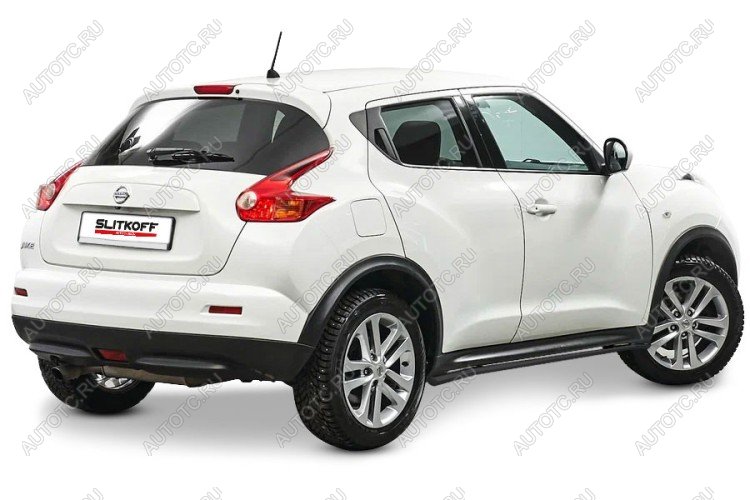 10 349 р. Защита порогов d42 с гибами Slitkoff  Nissan Juke  1 YF15 (2010-2014) дорестайлинг (сталь с полимерным покрытием, цвет черныйчёрный)  с доставкой в г. Таганрог