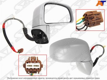 5 749 р. Боковое правое зеркало заднего вида (обогрев, 5 контактов) SAT  Nissan Tiida ( 1 седан,  1 хэтчбек) (2007-2014) C11 дорестайлинг, C11 дорестайлинг, C11 рестайлинг, C11 рестайлинг (Неокрашенное)  с доставкой в г. Таганрог. Увеличить фотографию 1