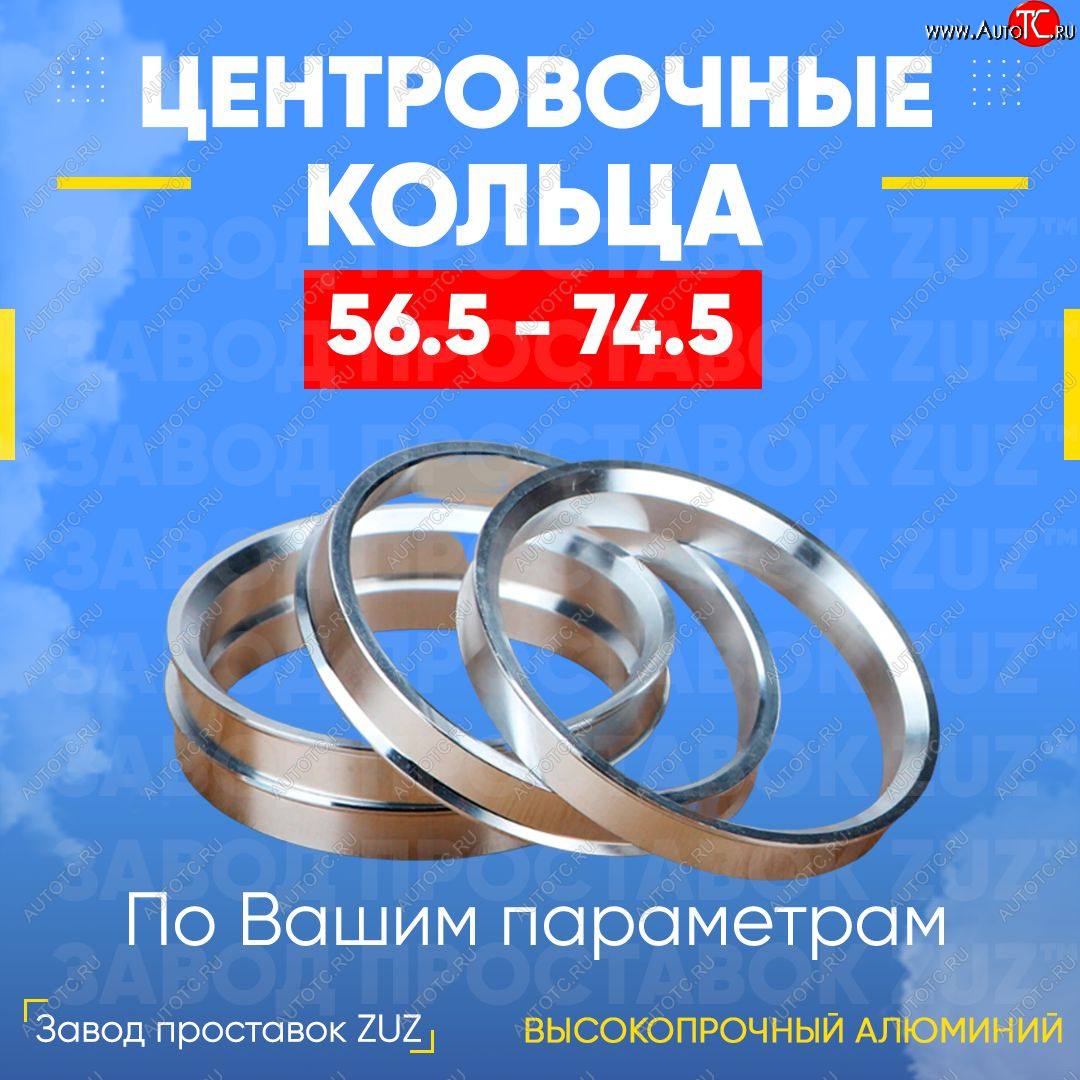 1 799 р. Алюминиевое центровочное кольцо (4 шт) ЗУЗ 56.5 x 74.5    с доставкой в г. Таганрог