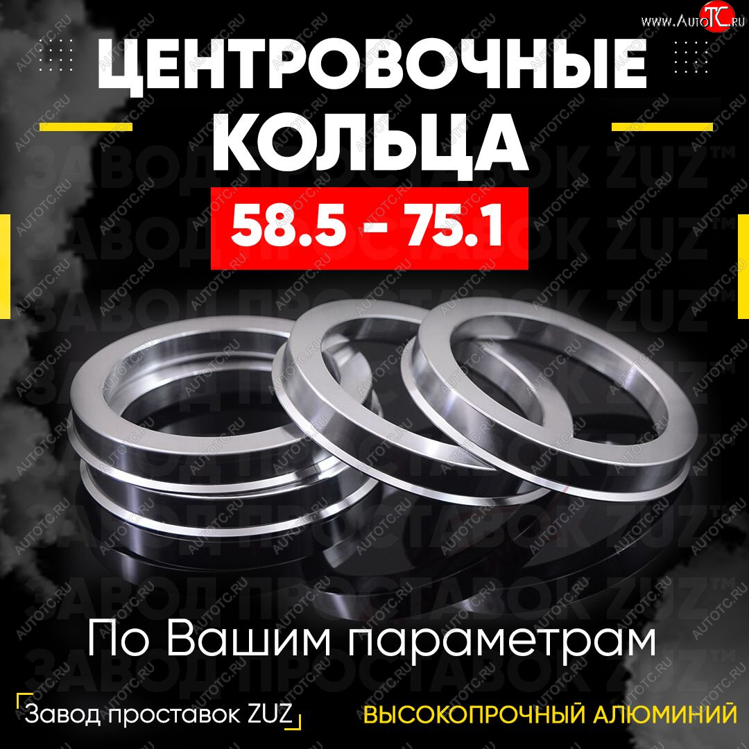 1 269 р. Алюминиевое центровочное кольцо (4 шт) ЗУЗ 58.5 x 75.1    с доставкой в г. Таганрог