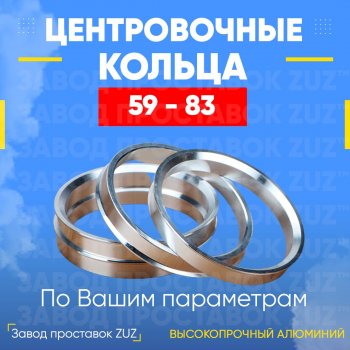 Алюминиевое центровочное кольцо (4 шт) ЗУЗ 59.0 x 83.0 GAC (GAC) GS3 (Джи) (2023-2024), Subaru (Субару) Stella (Стелла)  RN (2006-2011)