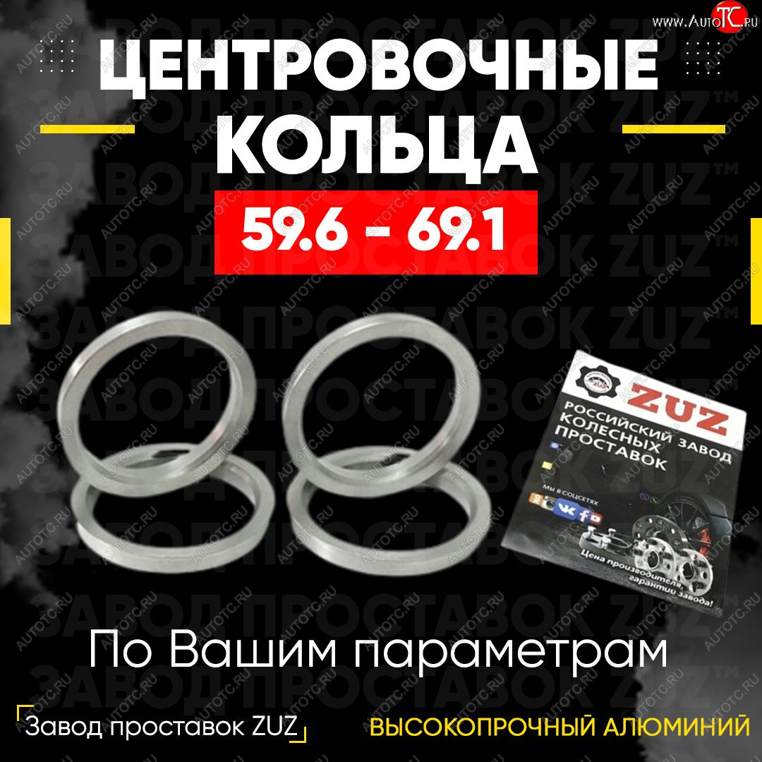 1 799 р. Алюминиевое центровочное кольцо (4 шт) ЗУЗ 59.6 x 69.1    с доставкой в г. Таганрог