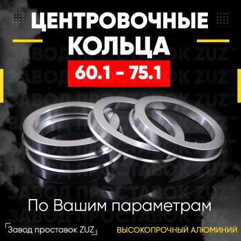 Алюминиевое центровочное кольцо (4 шт) ЗУЗ 60.1 x 75.1 Dacia Lodgy JS рестайлинг (2017-2022) 