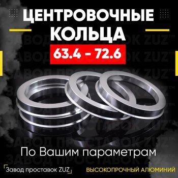 Алюминиевое центровочное кольцо (4 шт) ЗУЗ 63.4 x 72.6 Volvo S60 (2018-2025) 