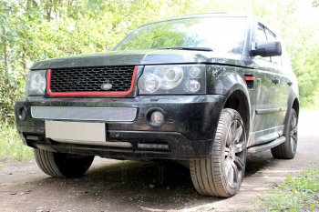 4 299 р. Защитная сетка в бампер (середина, ячейка 4х10 мм) Alfeco Премиум Land Rover Range Rover Sport 1 L320 дорестайлинг (2005-2009) (Хром)  с доставкой в г. Таганрог. Увеличить фотографию 2