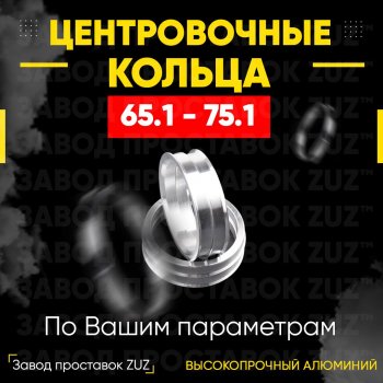 Алюминиевое центровочное кольцо (4 шт) ЗУЗ 65.1 x 75.1 CITROEN Xsara N0 хэтчбэк 3 дв. рестайлинг (2000-2003) 