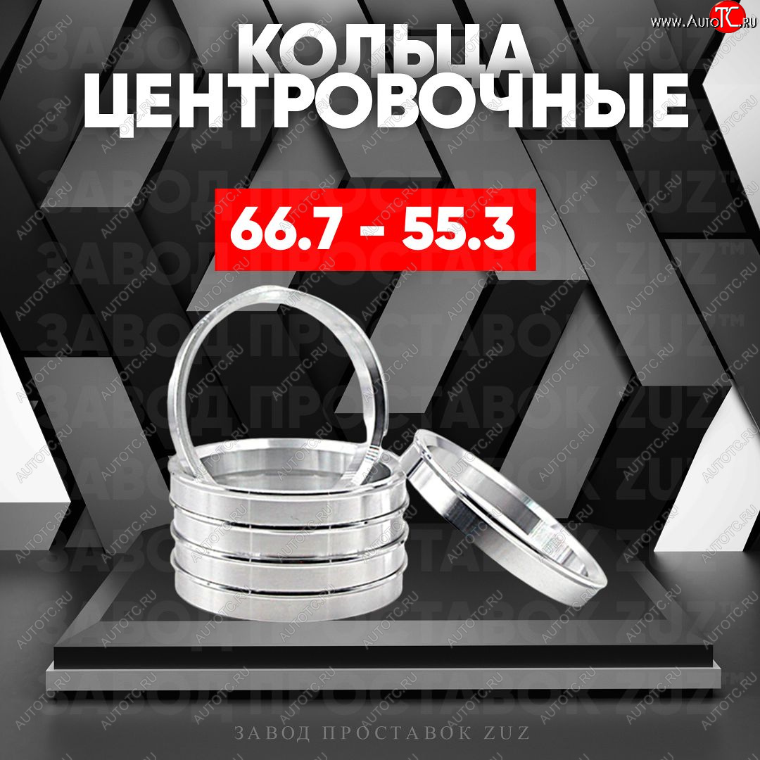 1 269 р. Алюминиевое центровочное кольцо (4 шт) ЗУЗ 55.3 x 66.7    с доставкой в г. Таганрог