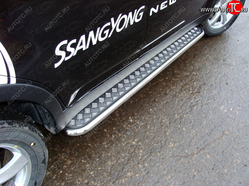 29 449 р. Пороги с площадкой 42,4 мм ТСС Тюнинг  SSANGYONG Actyon (2013-2021) рестайлинг (серые)  с доставкой в г. Таганрог